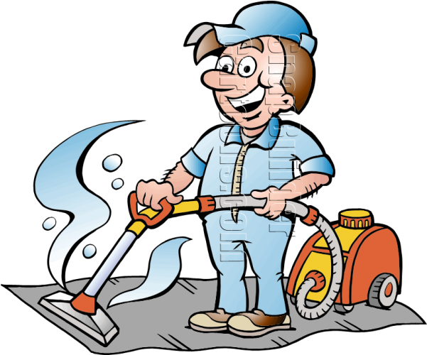 Cartoon Carpet Cleaner Worker PNG
