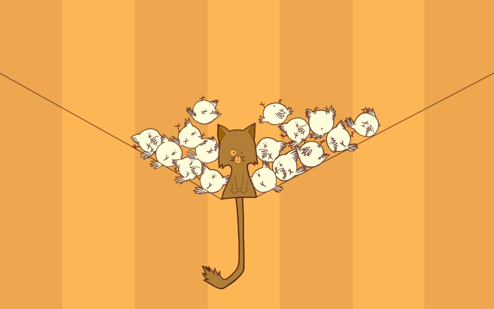 Cartoon Cat And Chickens Wallpaper