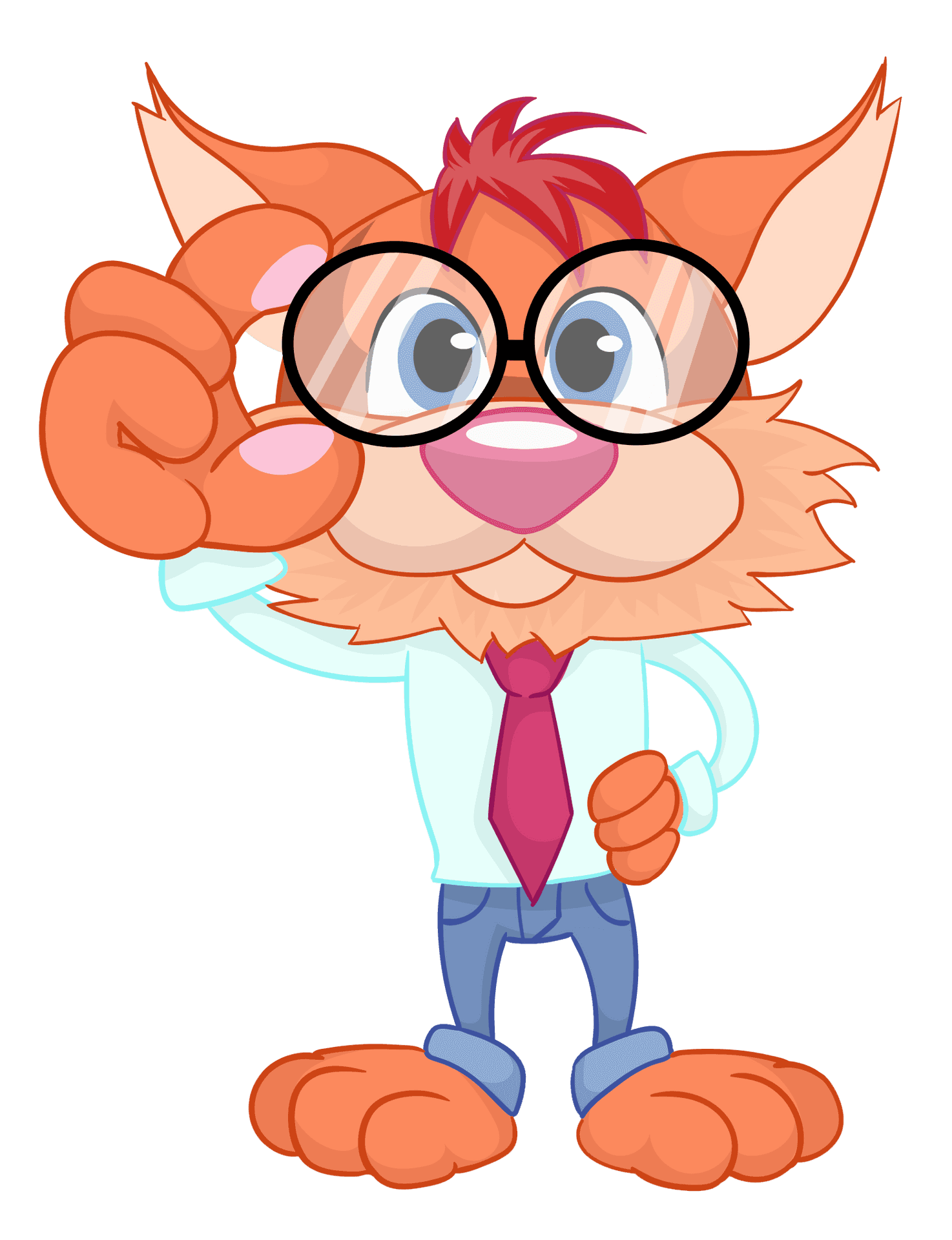 Cartoon Cat Business Attire Glasses PNG