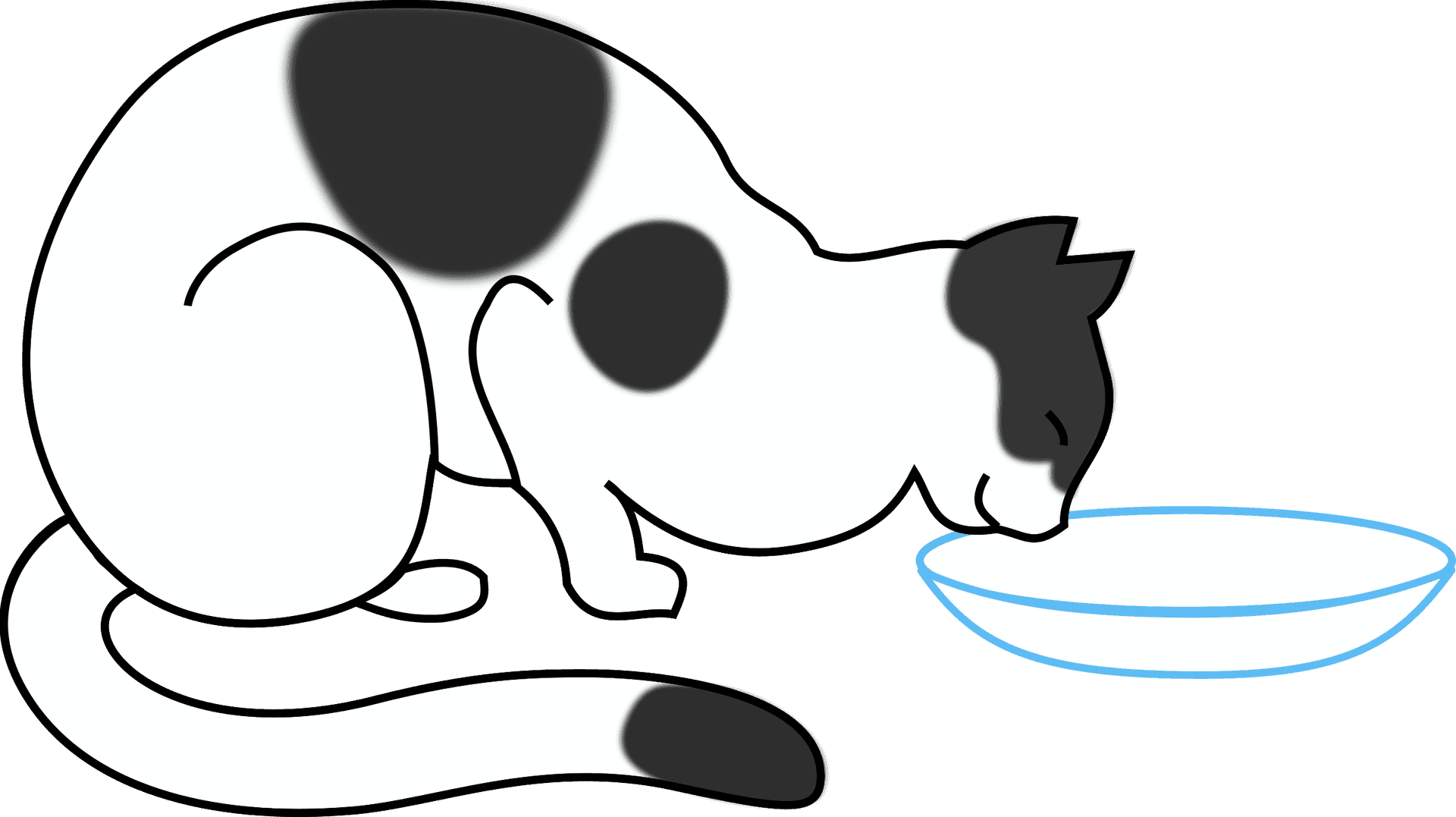 Cartoon Cat Drinking Milk PNG