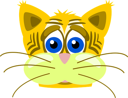 Cartoon Cat Face Illustration PNG