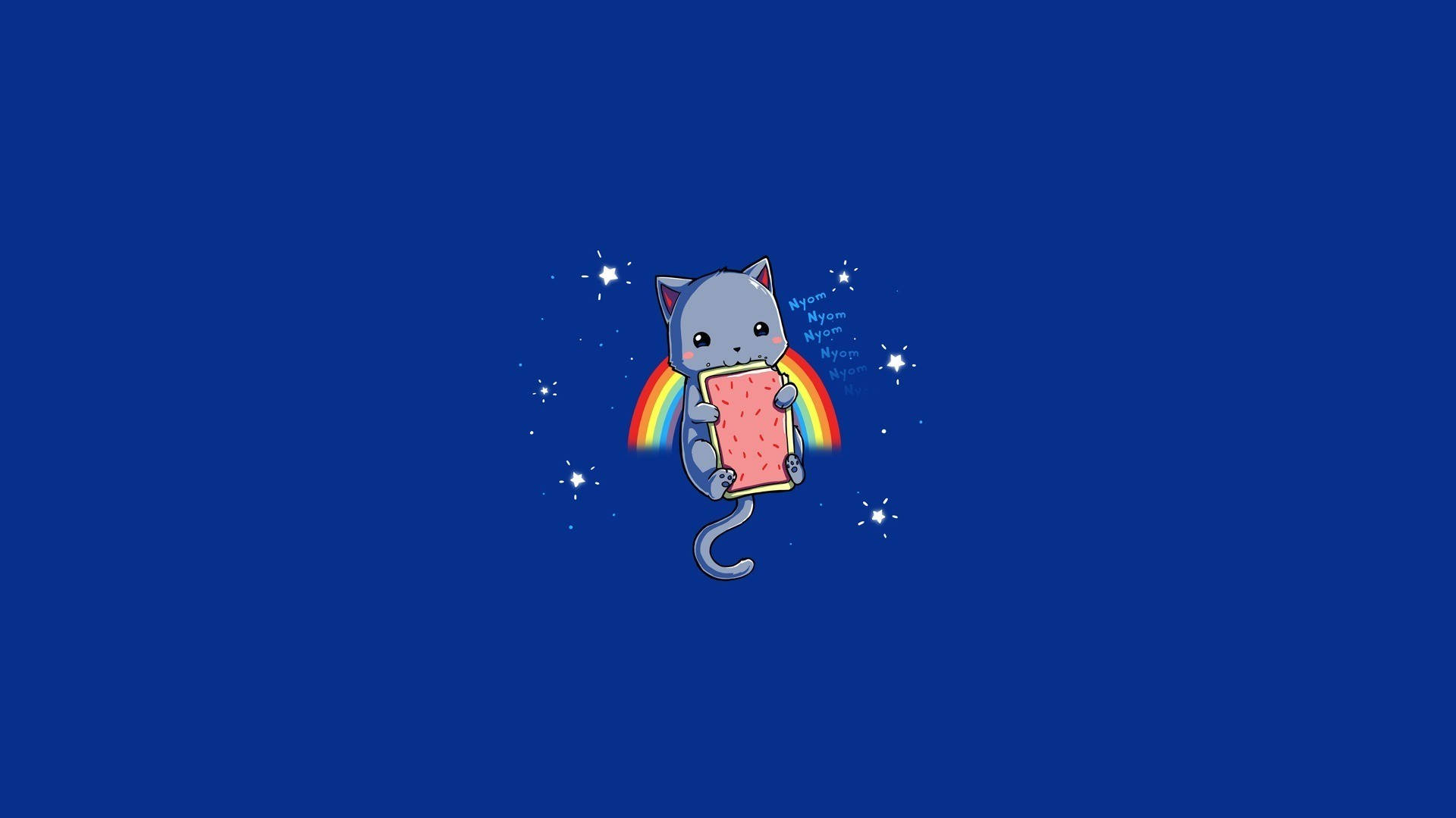 Cartoon Cat Over The Rainbow Wallpaper