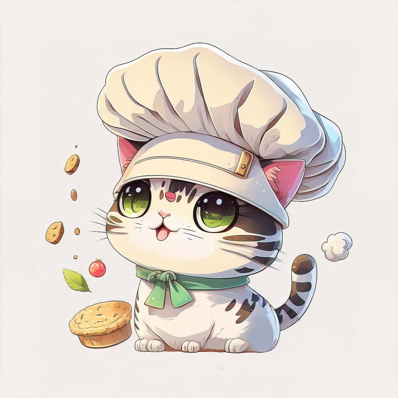 A Cat In A Chef Hat Is Holding A Cookie