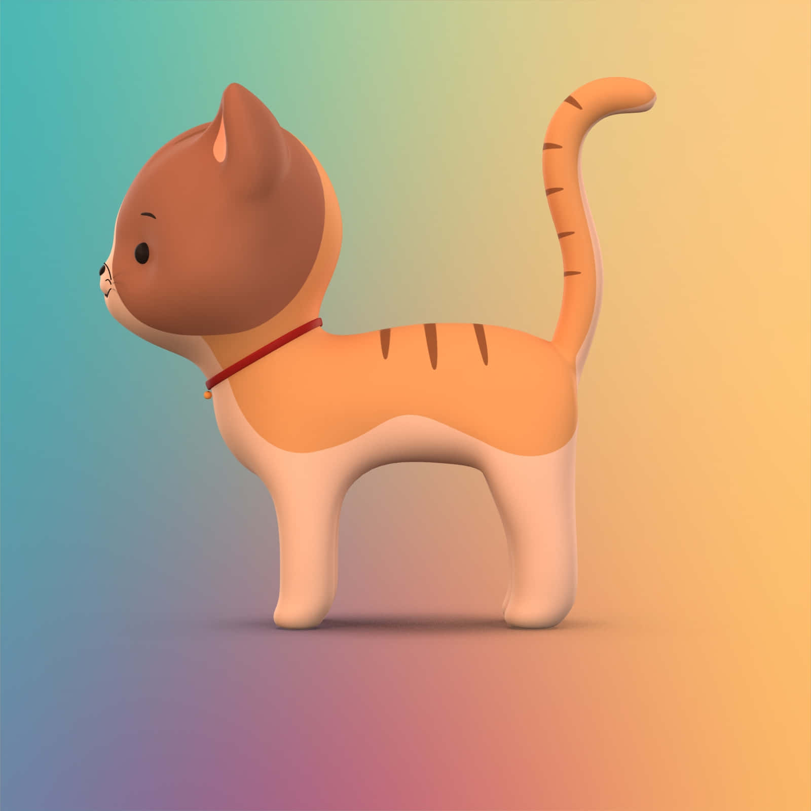 A Cartoon Cat On A Colorful Background