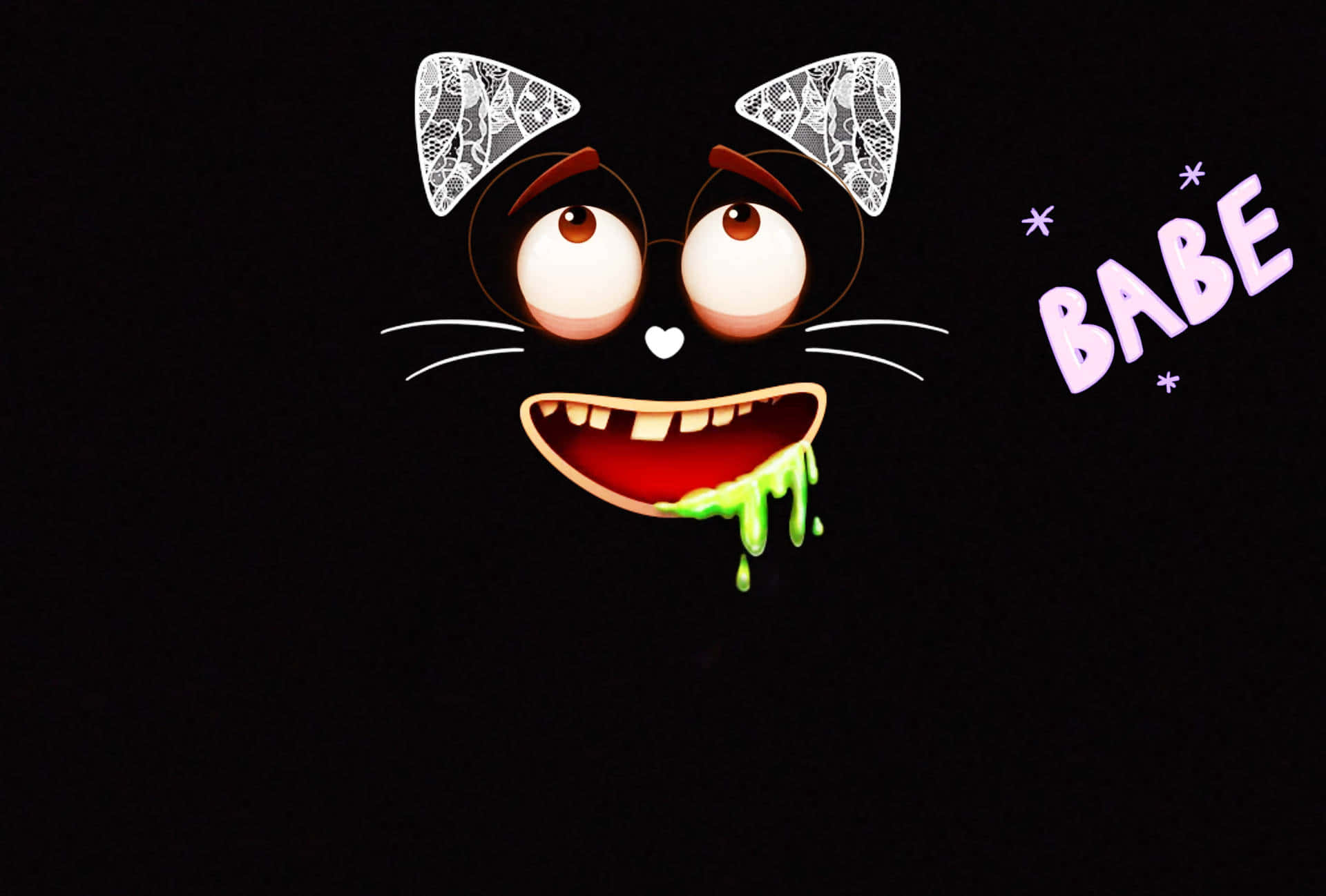 Dibujoanimado De Un Gato De Miedo Con Líquido Verde. Fondo de pantalla