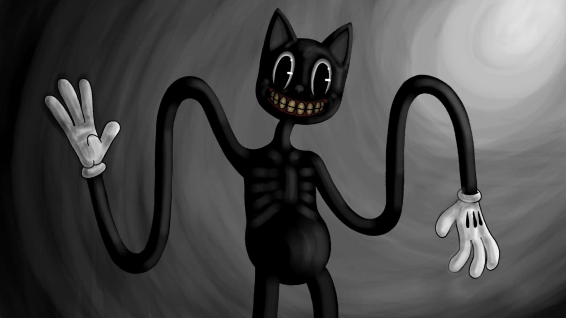 Spooky Cartoon Cat Stares Into Your Soul Wallpaper