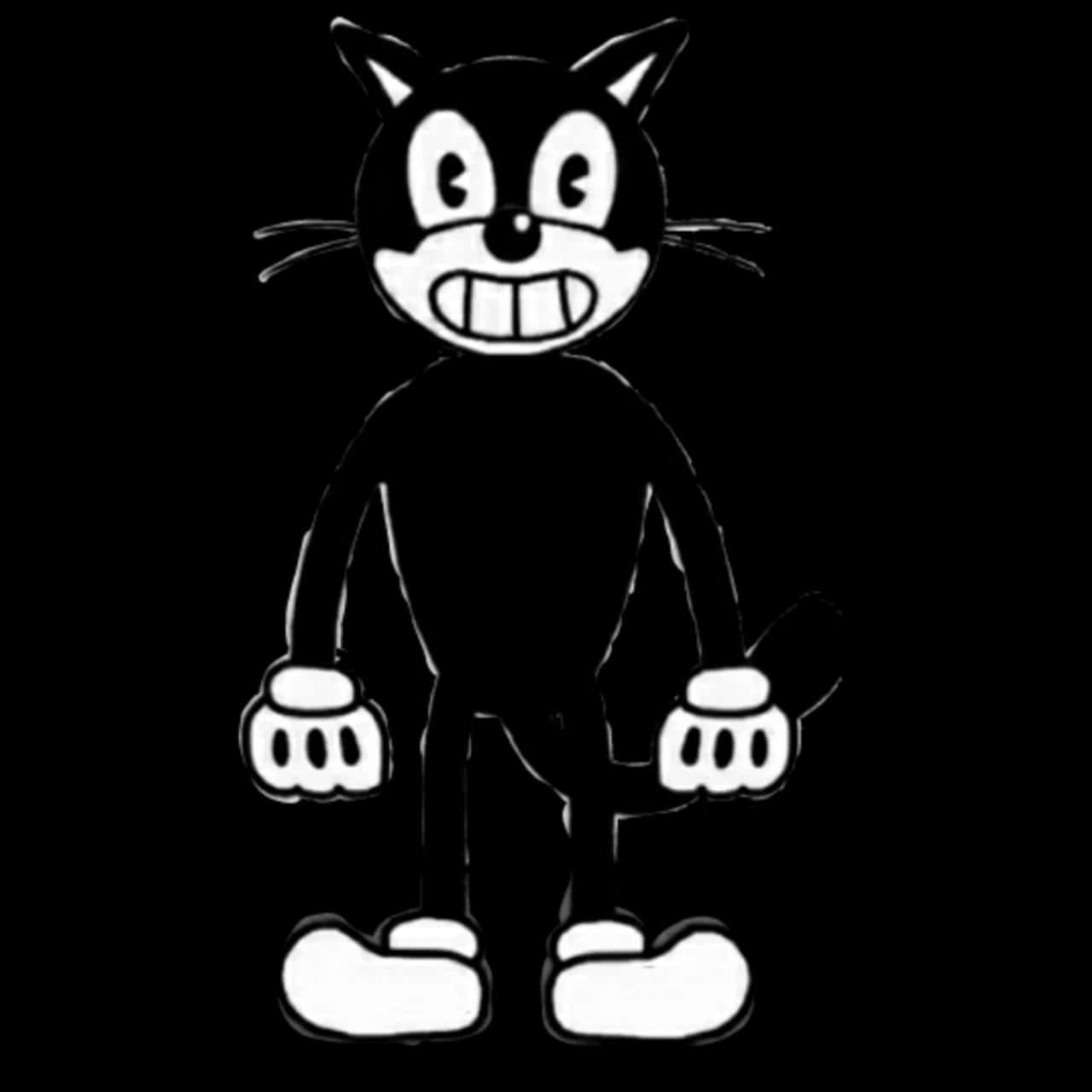 Cartoon Scary Cat In Black Wallpaper