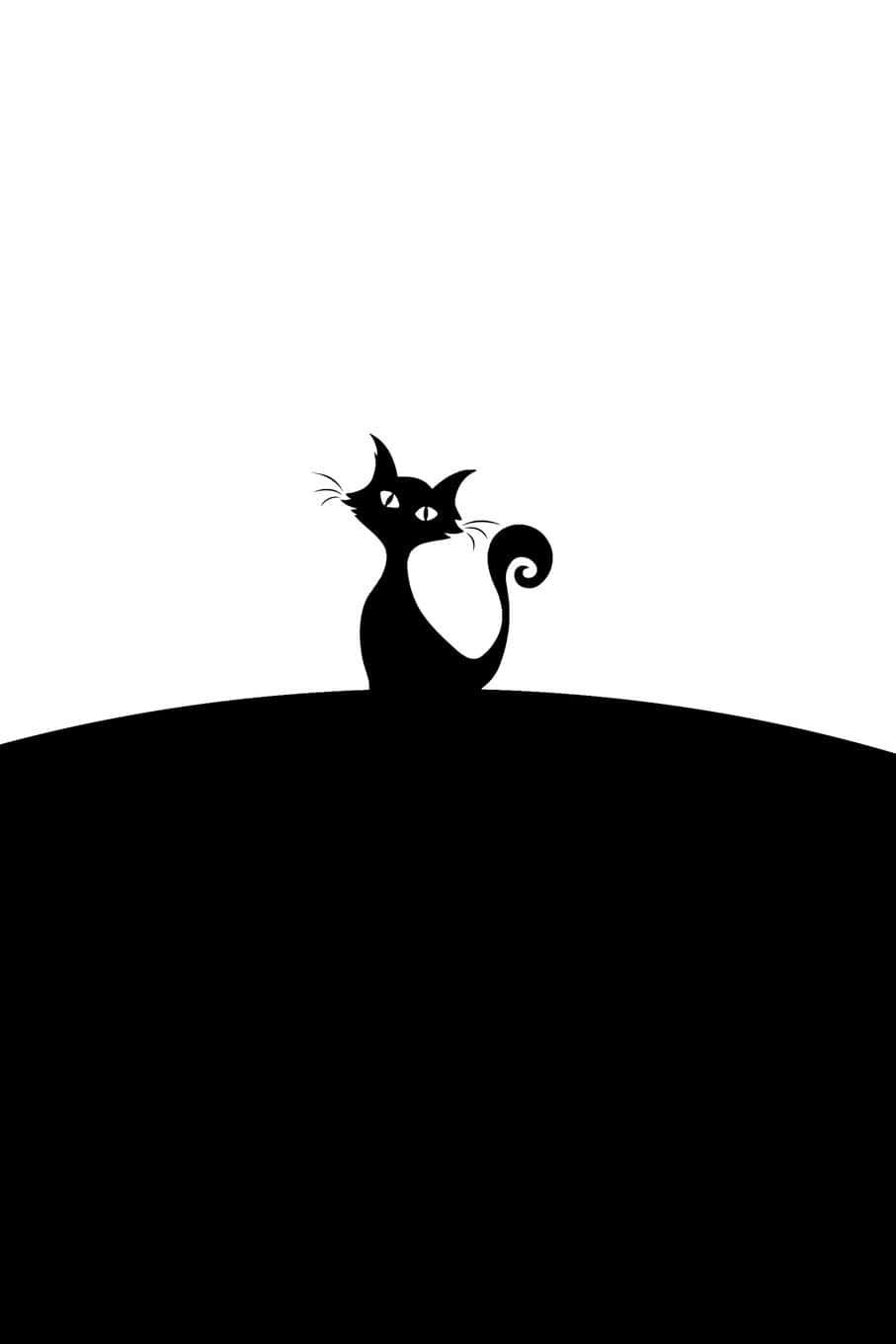 Cartoon Scary Cat On Hill Wallpaper