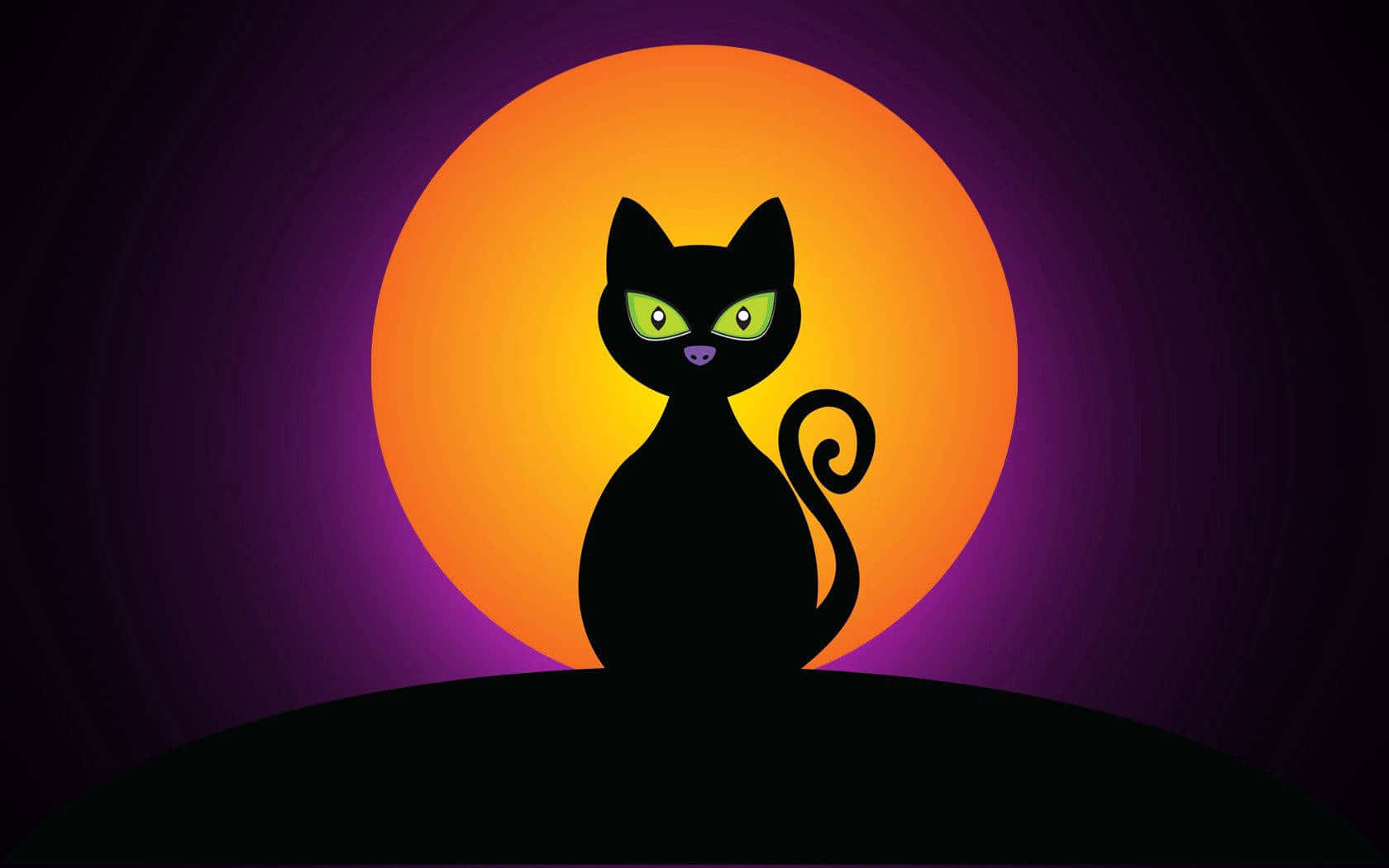 Cartoon Scary Cat With Green Eyes Wallpaper