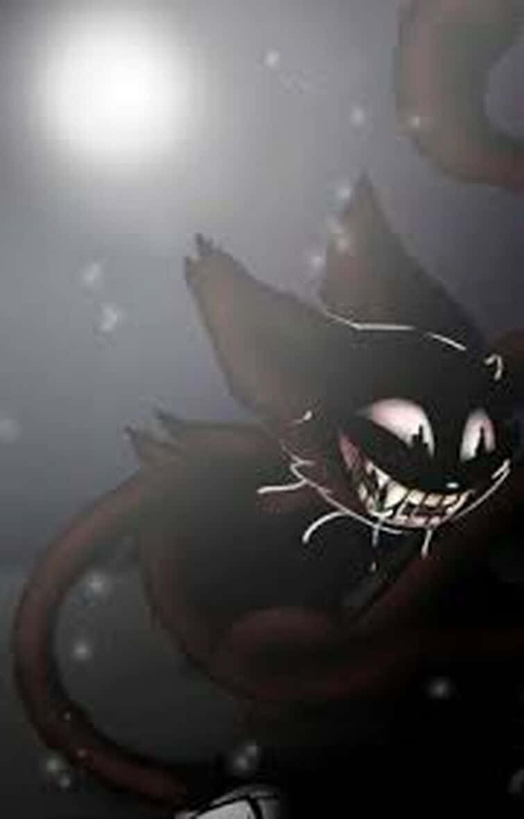 Cartoon Scary Cat Under Moon Wallpaper