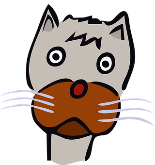 Cartoon Cat With Pretzel Mustache PNG