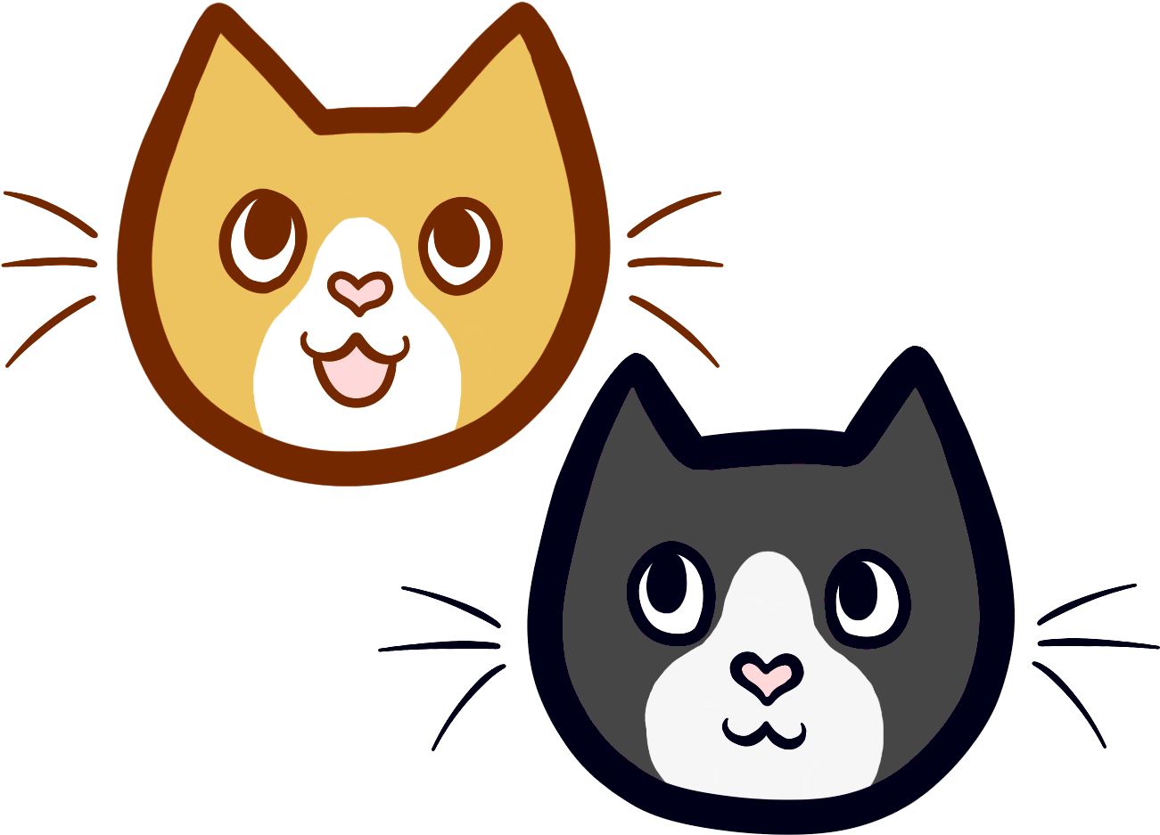 Cartoon Cats Faces Vector PNG