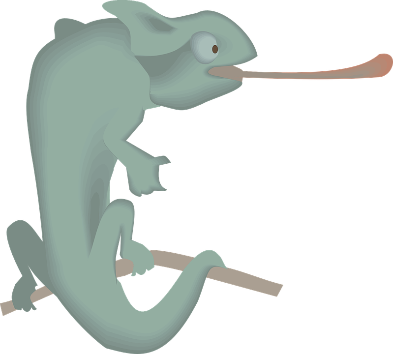 Cartoon Chameleon Extended Tongue PNG