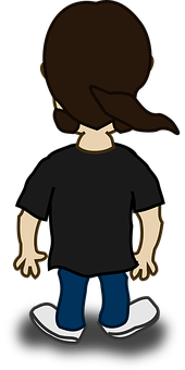 Cartoon Character Black Shirt Blue Jeans PNG