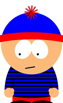 Cartoon Character Blue Hat Striped Shirt PNG