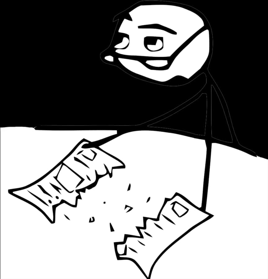 Cartoon Character Tearing Paper PNG