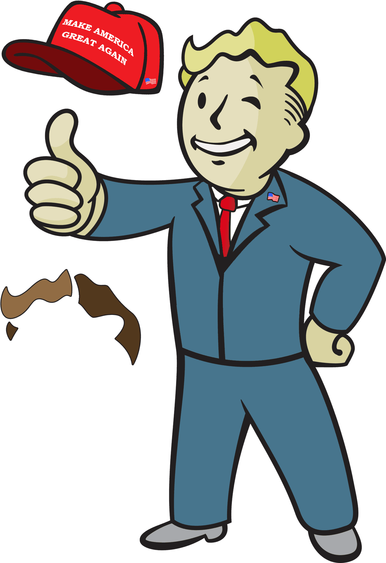 Cartoon Character Thumbs Up M A G A Hat PNG
