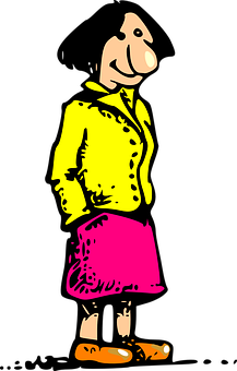 Cartoon Character Yellow Jacket Pink Skirt PNG