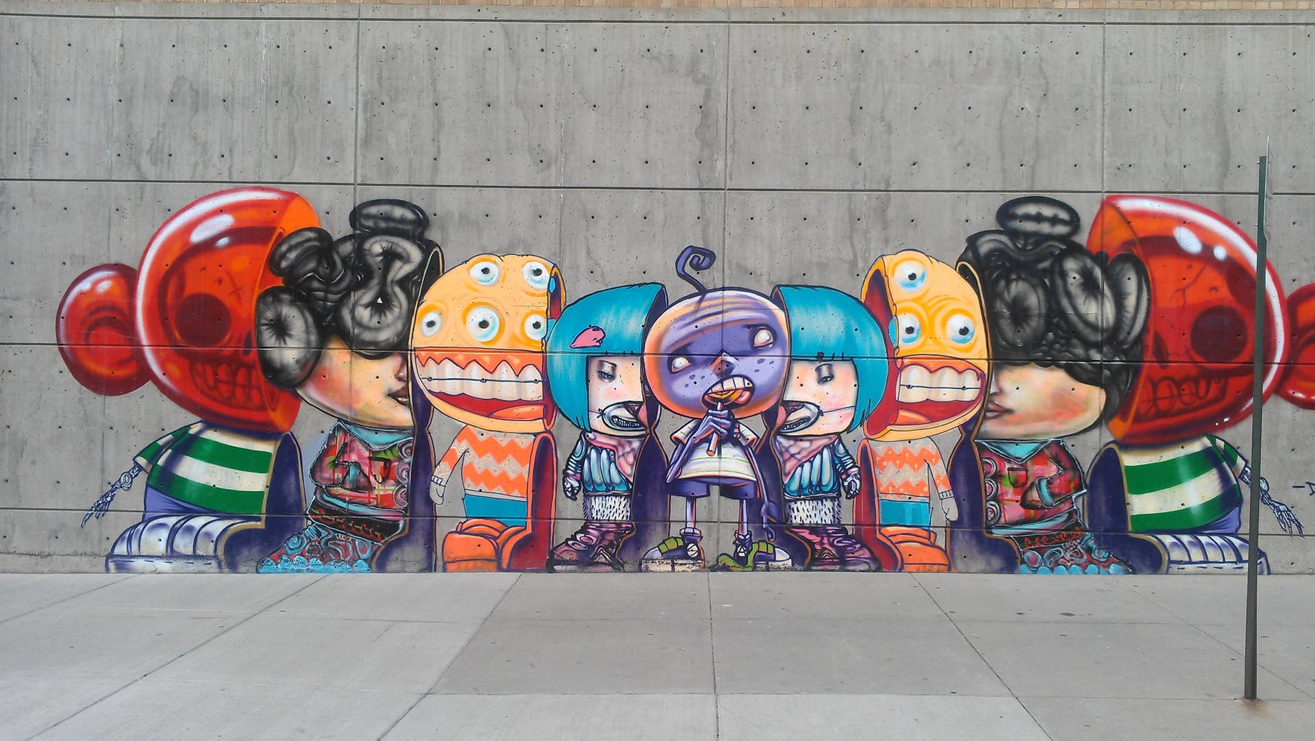 Cartoon Characters Urban Art Wallpaper