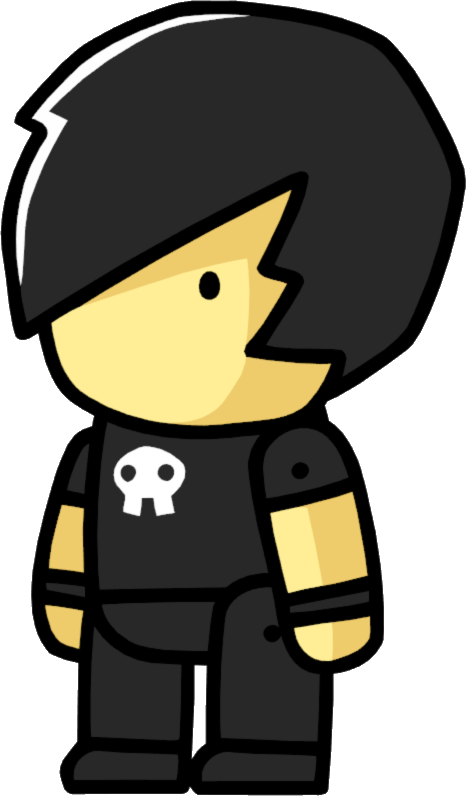 Cartoon Characterwith Helmetand Skull Shirt PNG