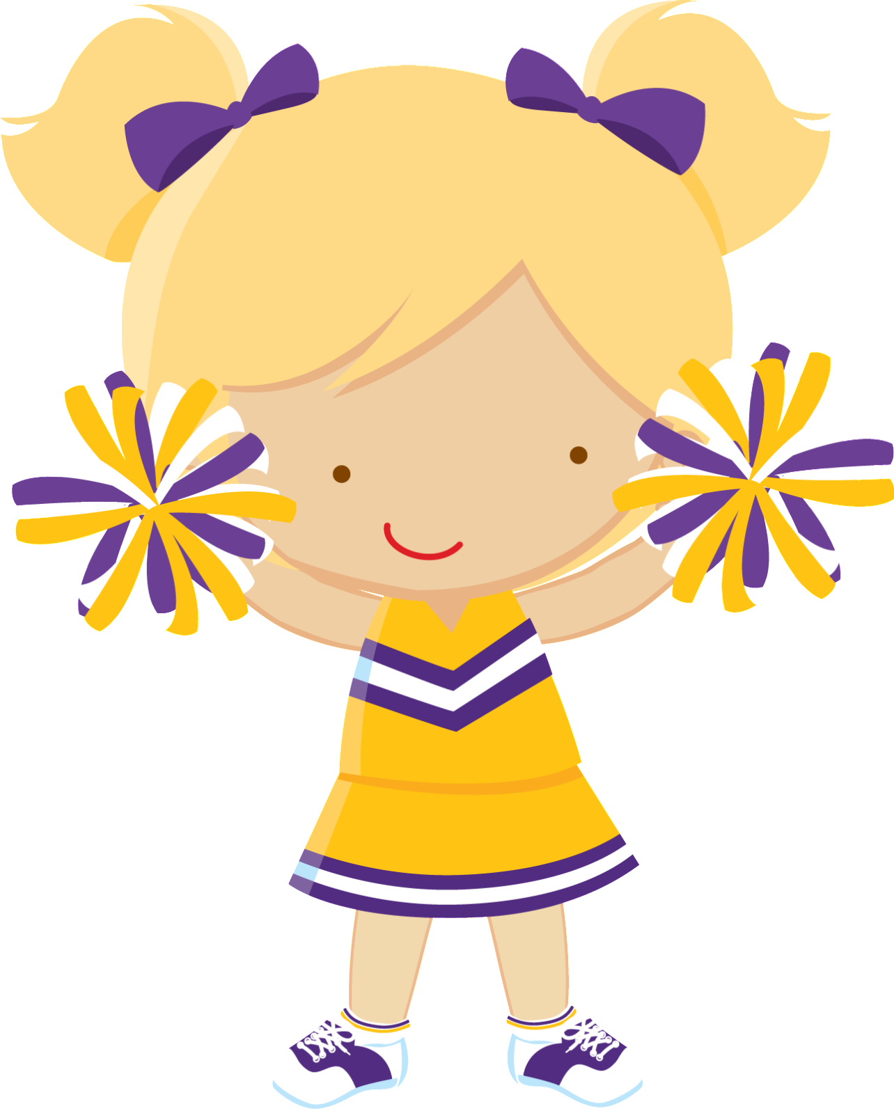 Cartoon Cheerleaderin Purpleand Yellow PNG