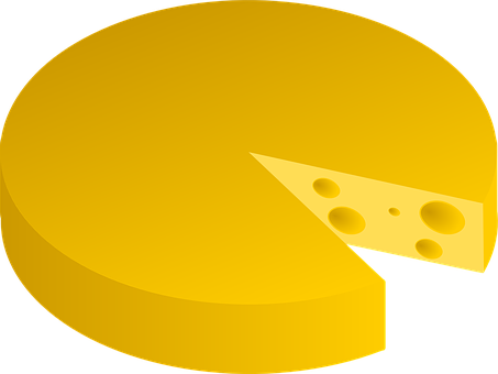 Cartoon Cheese Wheelwith Slice PNG