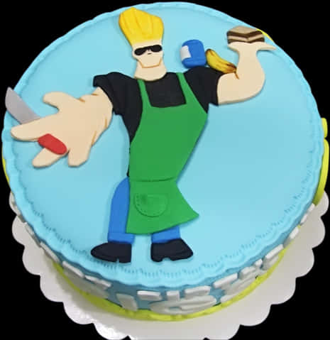 Cartoon Chef Decorated Cake PNG