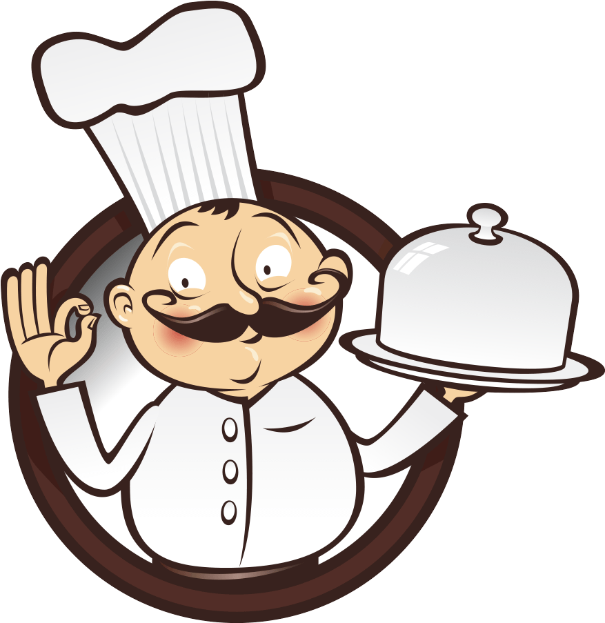 Cartoon Chef Holding Dish PNG