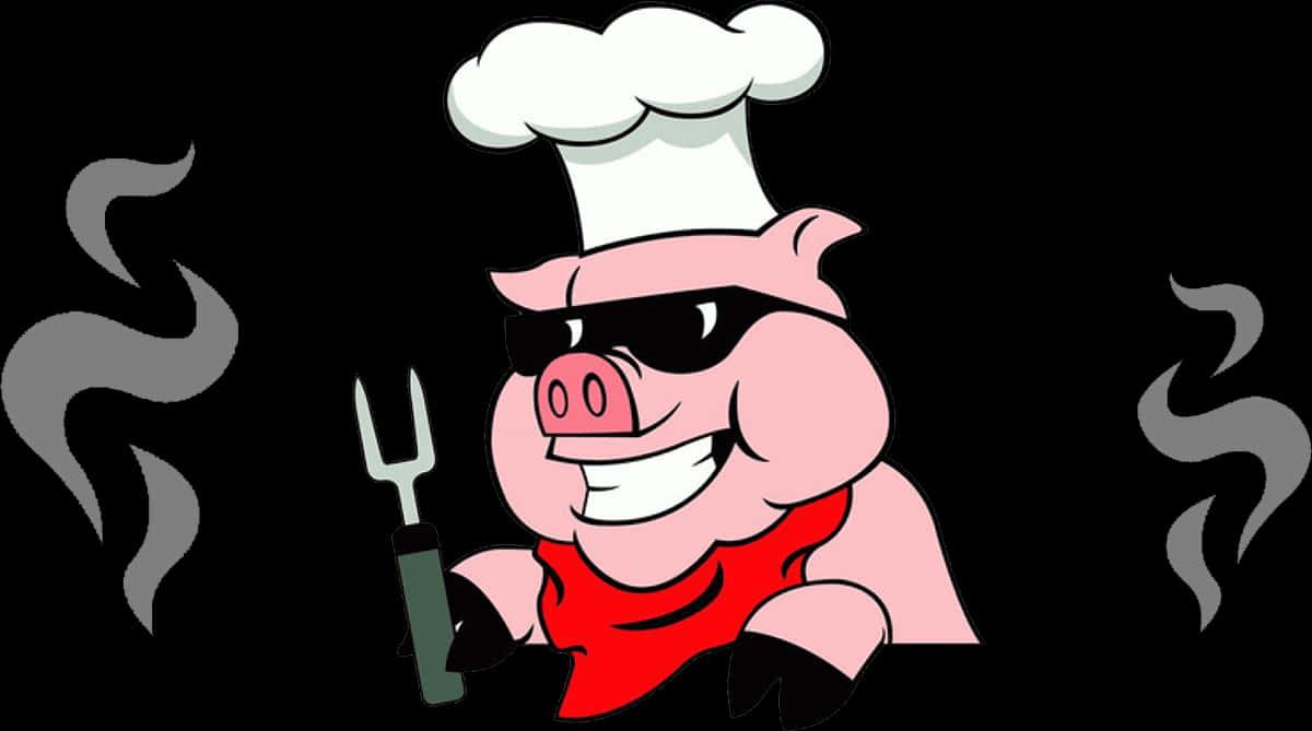 Cartoon Chef Pig With Hat PNG