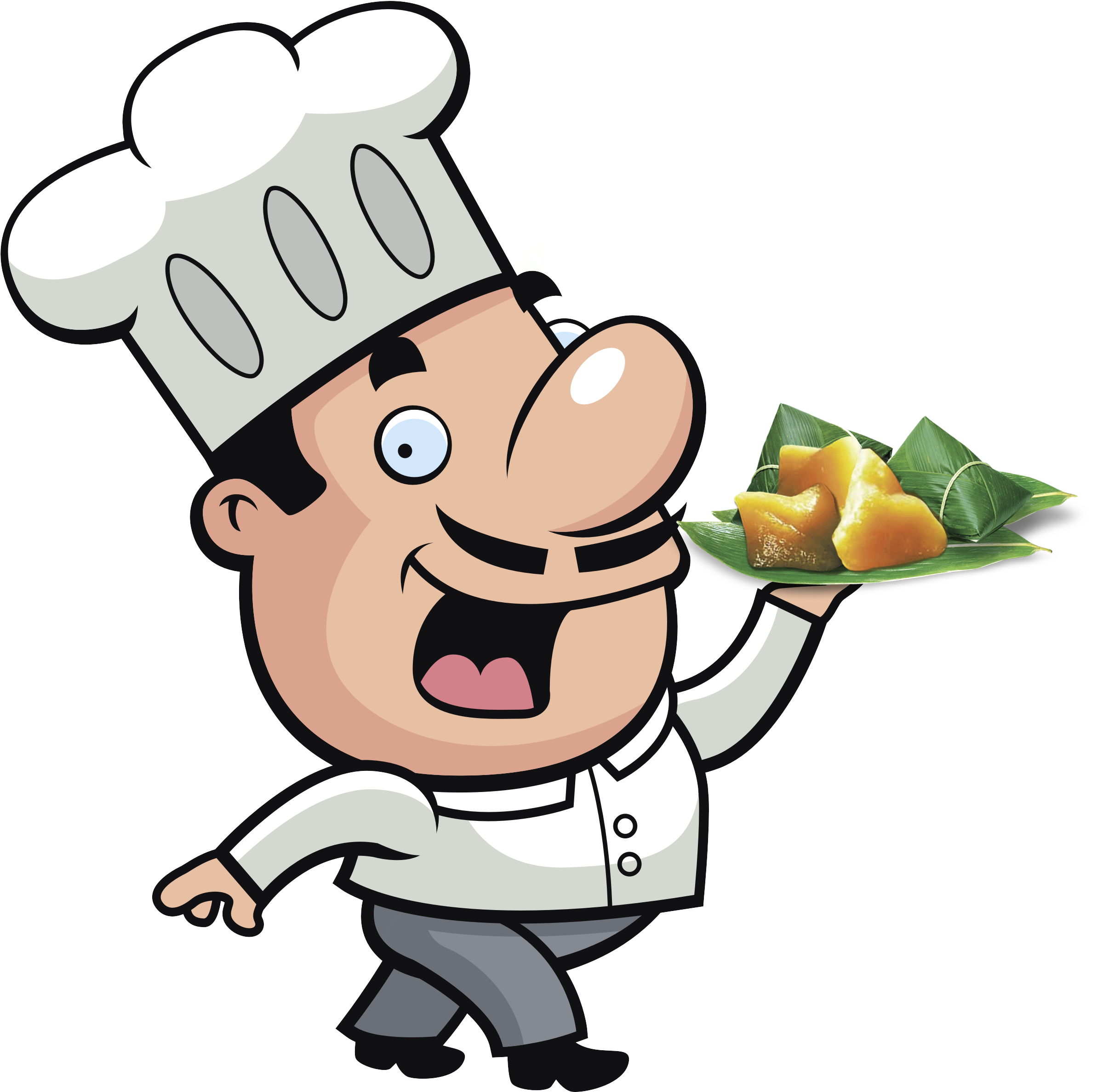 Cartoon Chef Serving Dish PNG