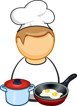 Cartoon Chefwith Cookware PNG