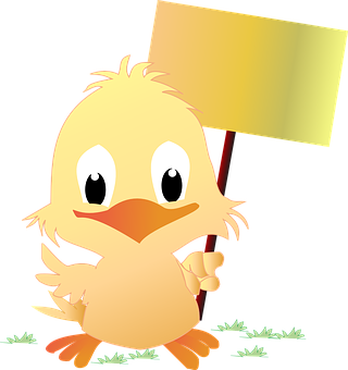 Cartoon Chick Holding Sign PNG