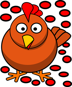 Cartoon Chicken Red Dots Background PNG