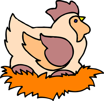Cartoon Chickenin Nest PNG