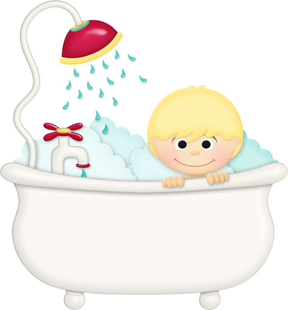 Cartoon Child Bathtime Fun PNG