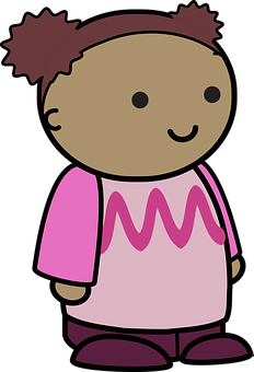Cartoon Child Character Pink Shirt PNG