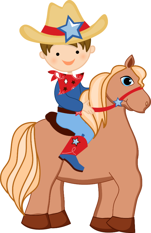 Cartoon Child Cowboyon Horse PNG