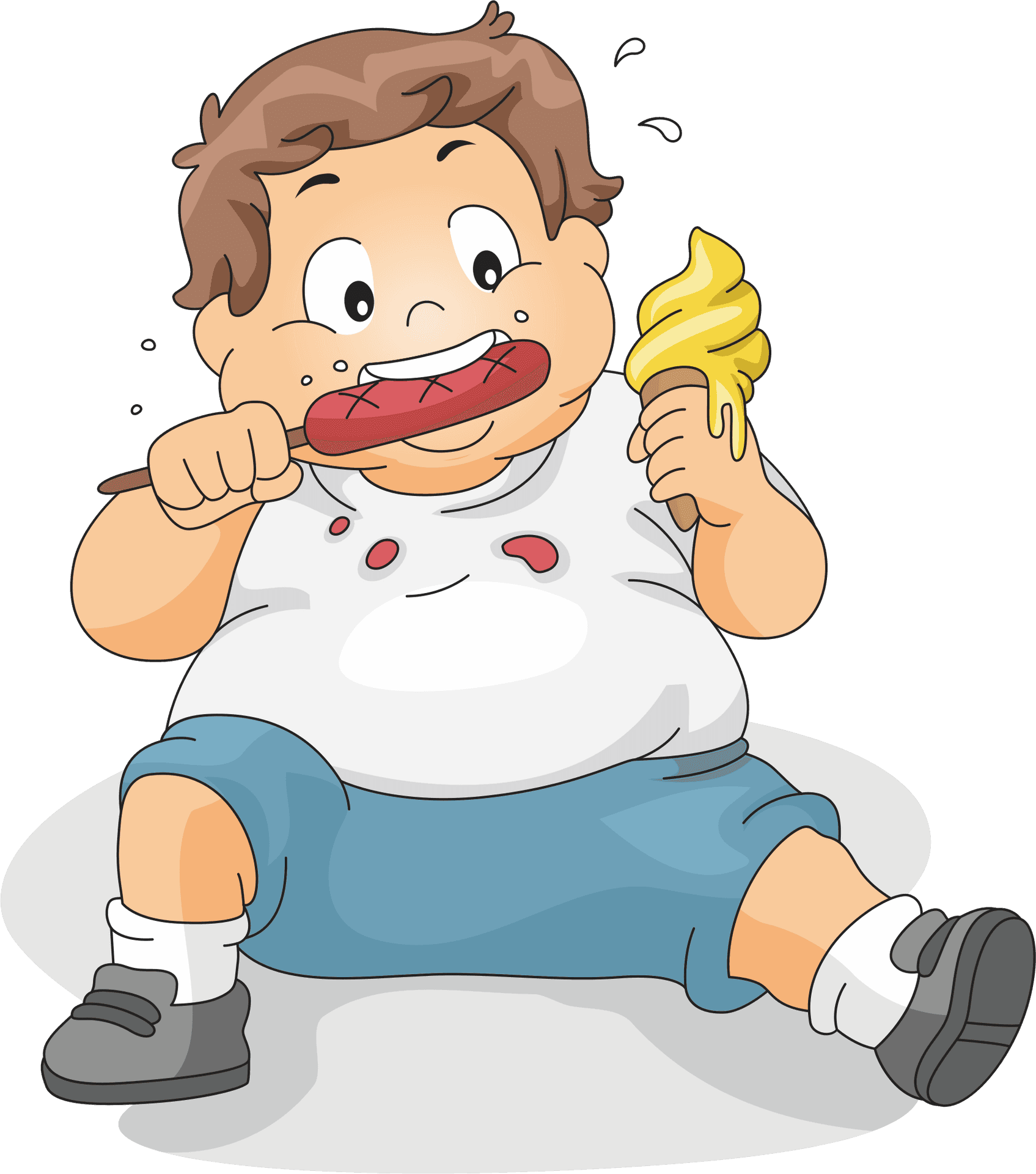 Cartoon Child Enjoying Ice Cream PNG
