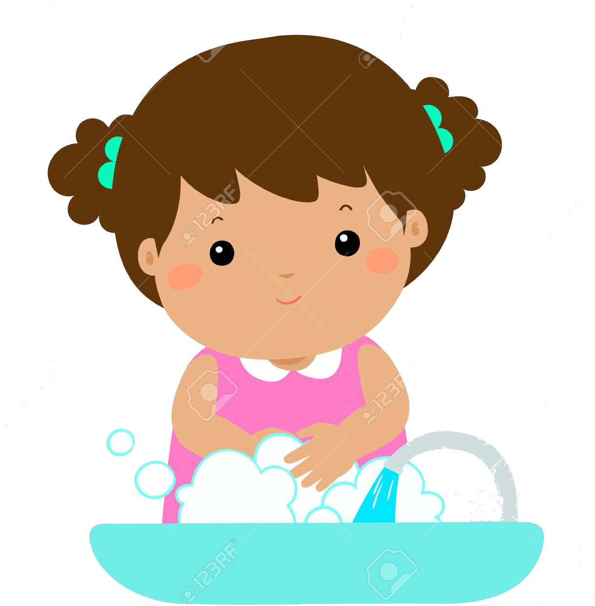 Cartoon Child Hand Washing PNG