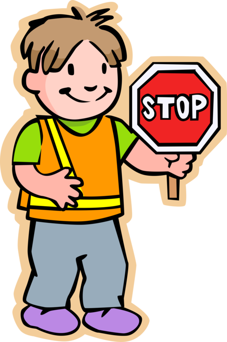 Cartoon Child Holding Stop Sign PNG