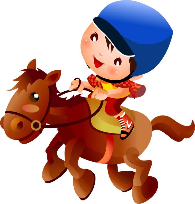 Cartoon Child Horse Riding PNG