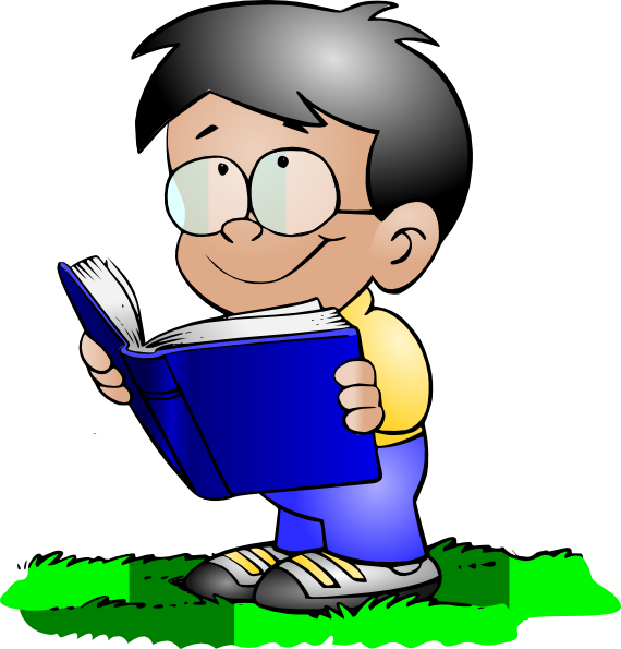 Cartoon Child Reading Book PNG