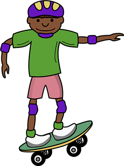 Cartoon Child Skateboarding African PNG
