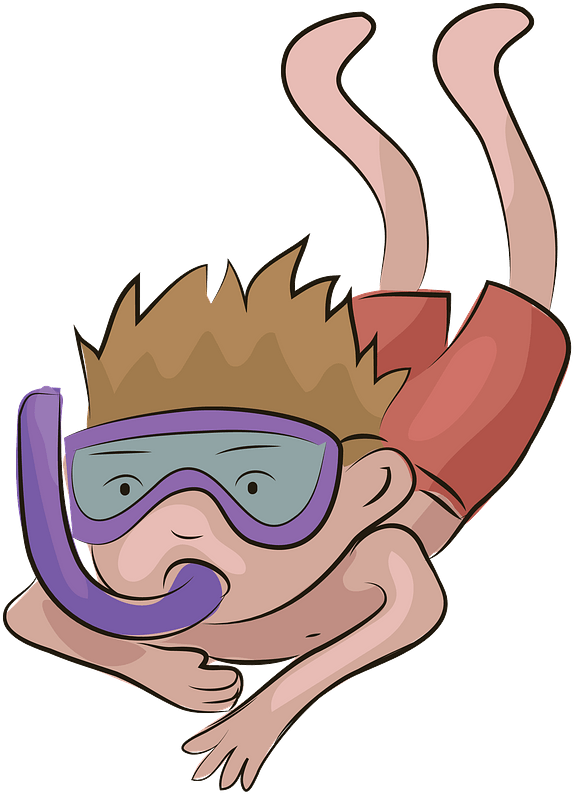 Cartoon Child Snorkeling PNG