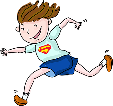 Cartoon Child Superhero Running PNG