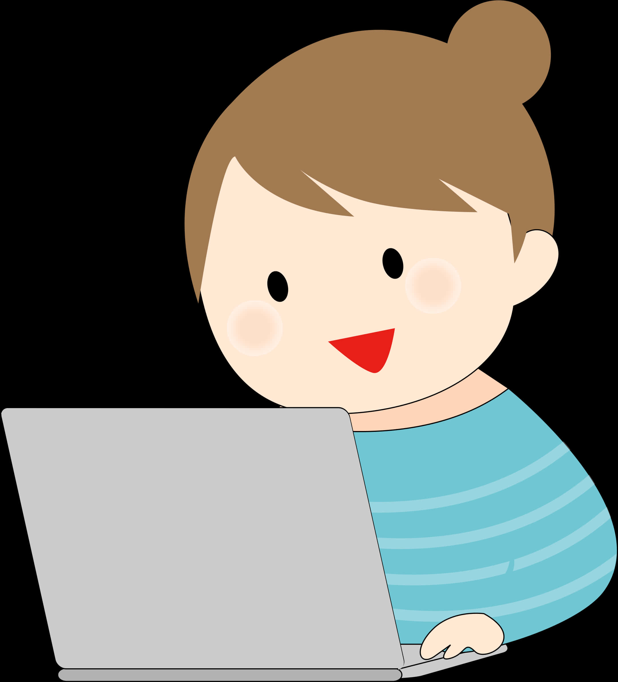 Cartoon Child With Laptop PNG