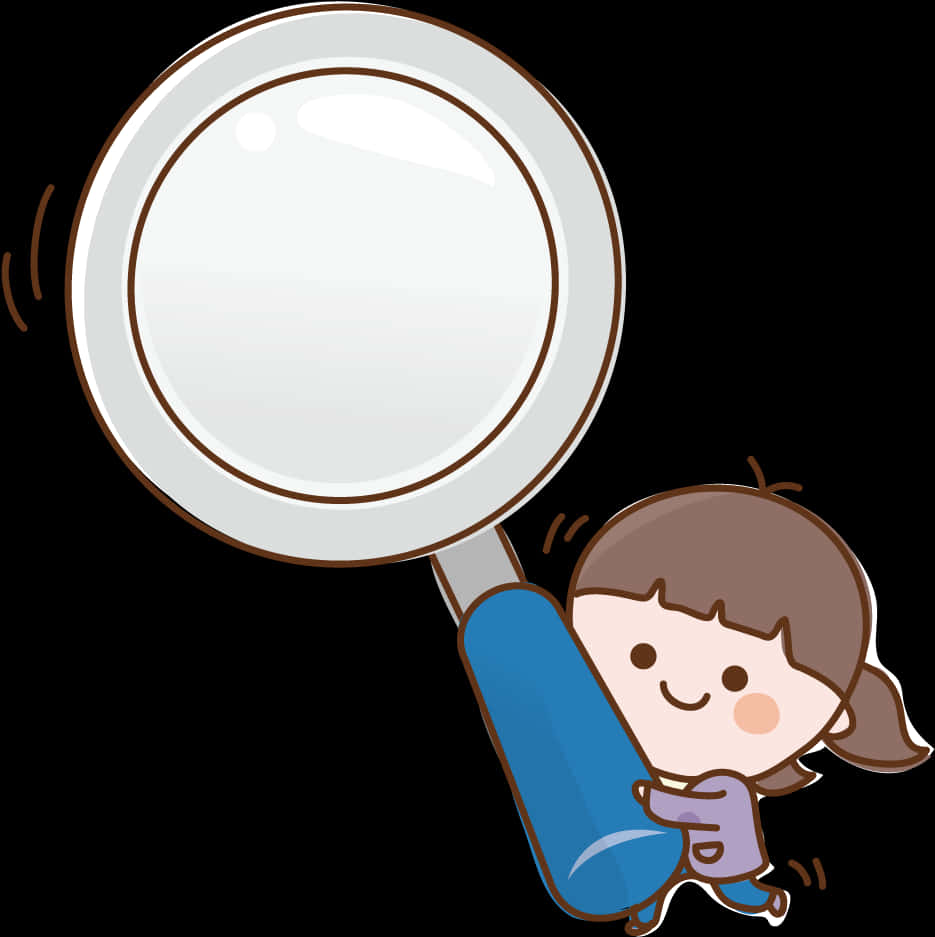 Cartoon Child With Magnifying Glass PNG