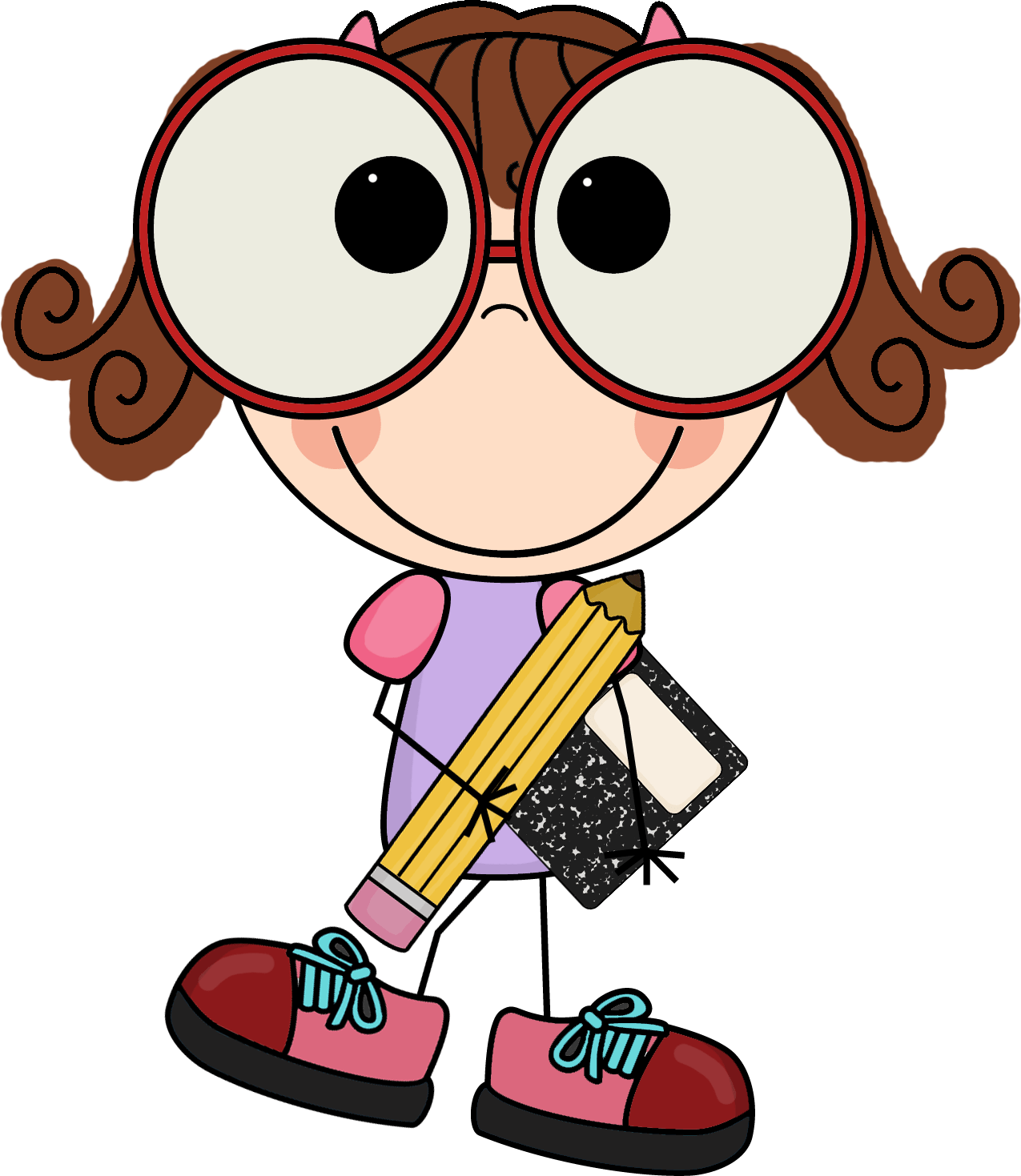 Cartoon Child With Oversized Glasses PNG