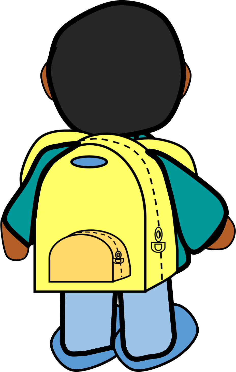 Cartoon Child With Yellow Backpack PNG