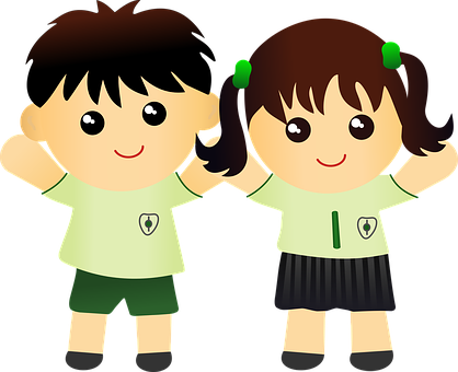 Cartoon Children Cheerful Pose PNG